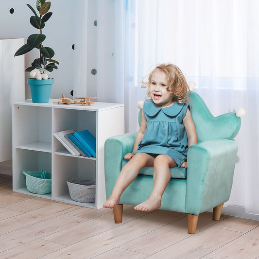 Kids Sofa, Armrest Chair for Preschool, Toddler Couch for Kids Room, Kindergarten, Dutch Velvet, Eucalyptus Wood, Light Blue - Gallery Canada