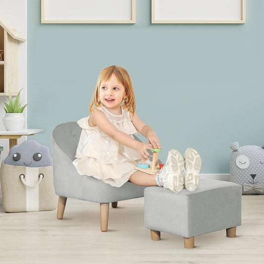 Kids Sofa Set, Toddler Chair, Sofa &; Ottoman for Bedroom, Playroom, Kids Couch for Boys and Girls, Grey - Gallery Canada