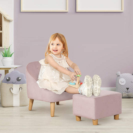 Kids Sofa Set, Toddler Chair, Sofa &; Ottoman for Bedroom, Playroom, Kids Couch for Boys and Girls, Pink - Gallery Canada