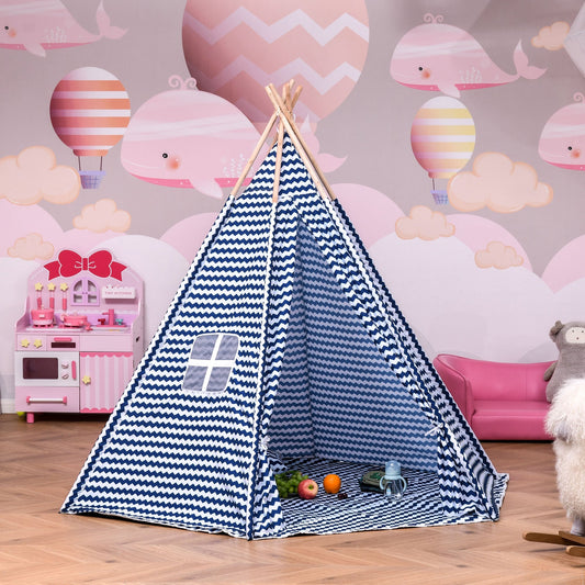 Kids Teepee Play Tent Portable Children Playhouse Toy for Boys and Girls with Mat Pillow Carry Case Indoor Outdoor Games Blue - Gallery Canada