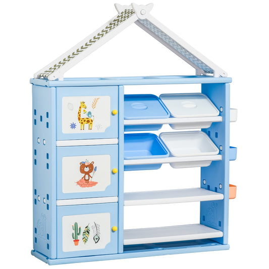 Kids Toy Organizer and Storage Book Shelf with shelves, storage cabinets, storage boxes, and storage baskets, Blue - Gallery Canada