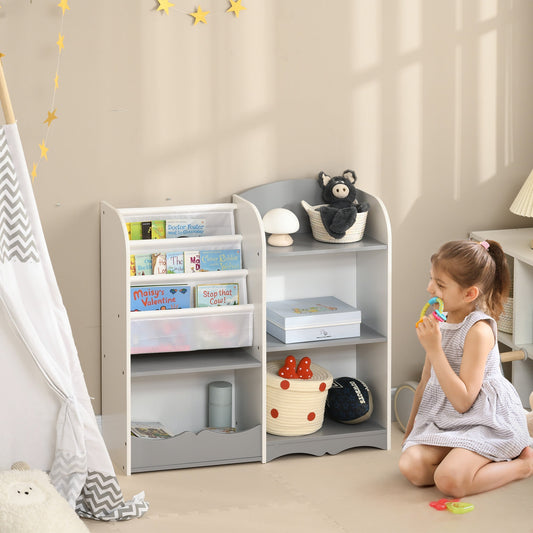 Kids Toy Storage Organizer Shelf, Children Bookshelf for Bedroom, Playroom, Nursery, Grey - Gallery Canada