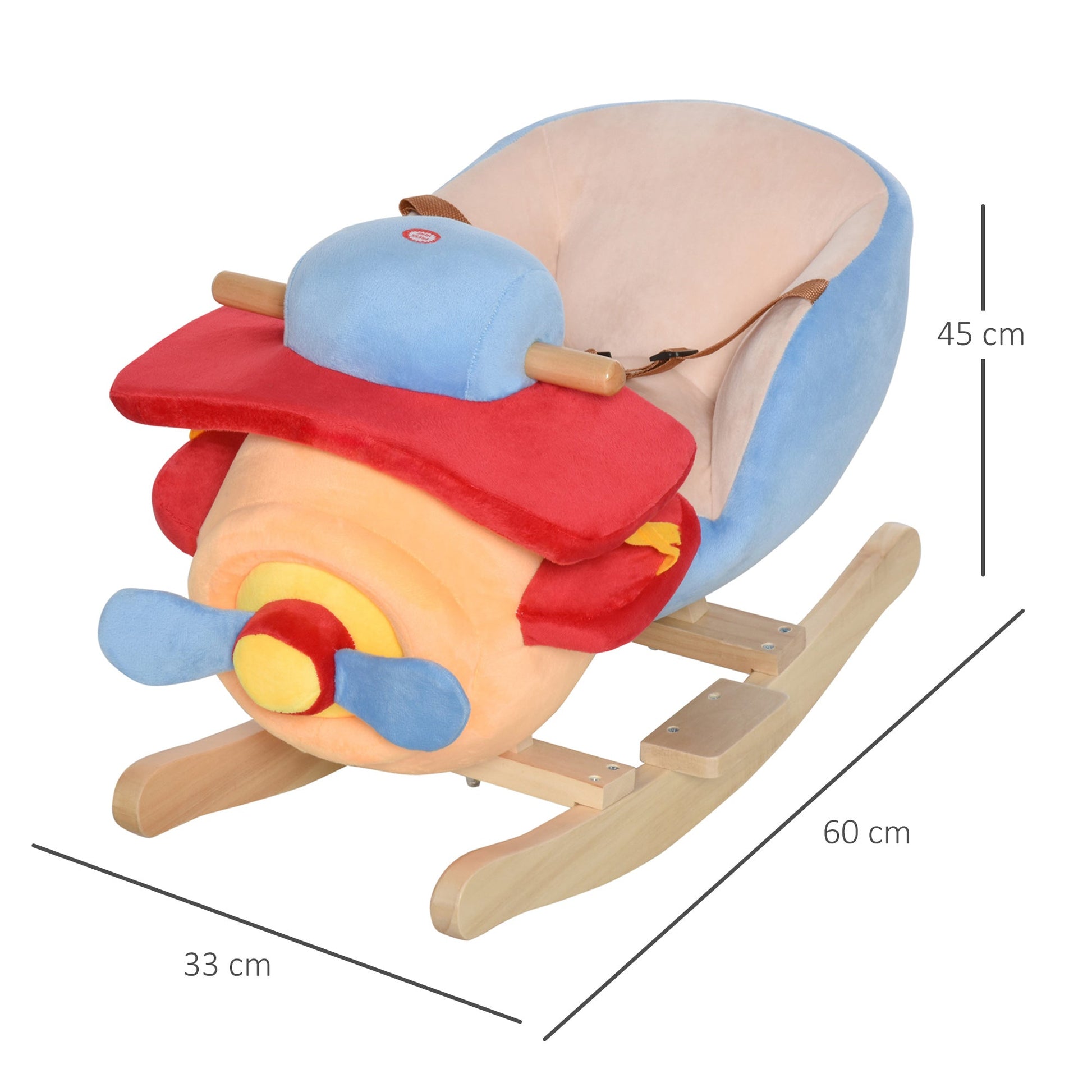 Kids Wooden Plush Ride-On Rocking Plane Chair Toy for Toddler Boy&;Girl with Nursery Rhyme - Gallery Canada