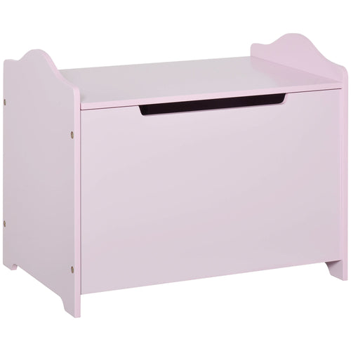 Kids Wooden Toy Storage Box Organizer Chest with Magnetic Hinge, Large Chest Space, &; Groove Handle, Pink