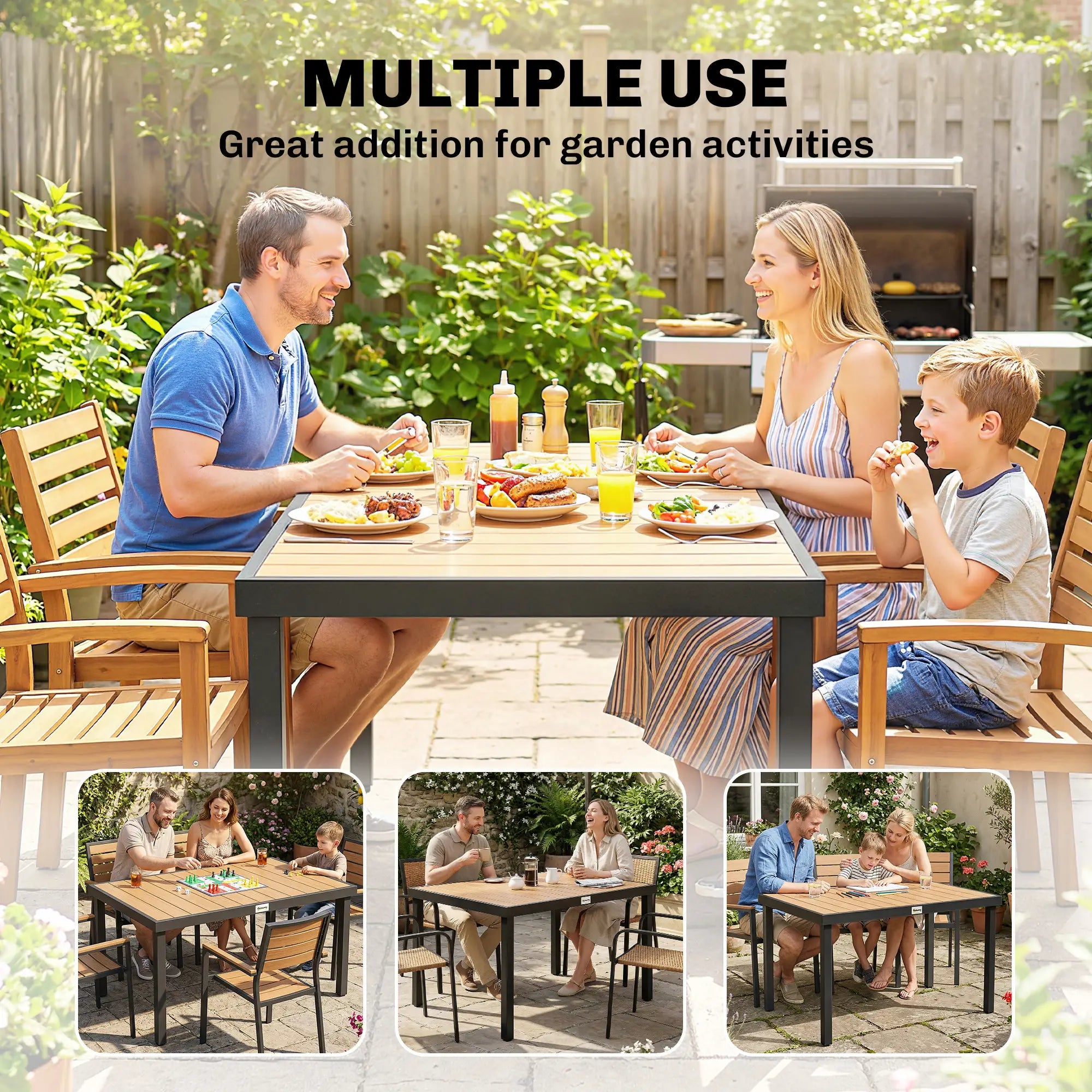 Aluminum Outdoor Dining Table for 6, 47.2