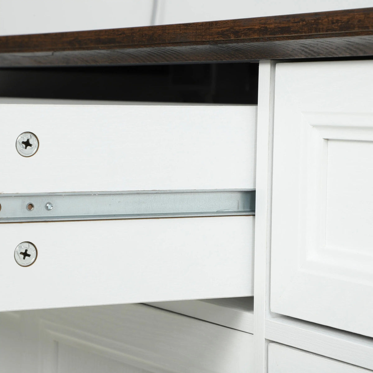 55" Buffet Cabinet, White Wood Grain, Charging Station, 2 Drawers, White Bar Cabinets at Gallery Canada