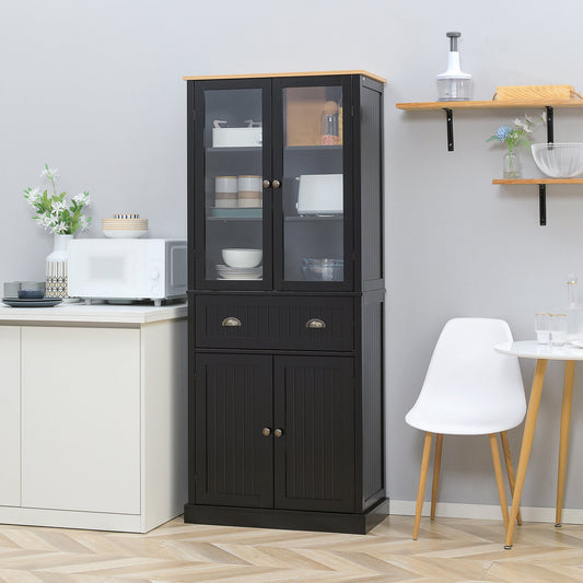 Kitchen Pantry Storage Cabinet, Freestanding Pantry Cabinets, 5-tier Kitchen Cabinet with Adjustable Shelves and Drawer, Black - Gallery Canada