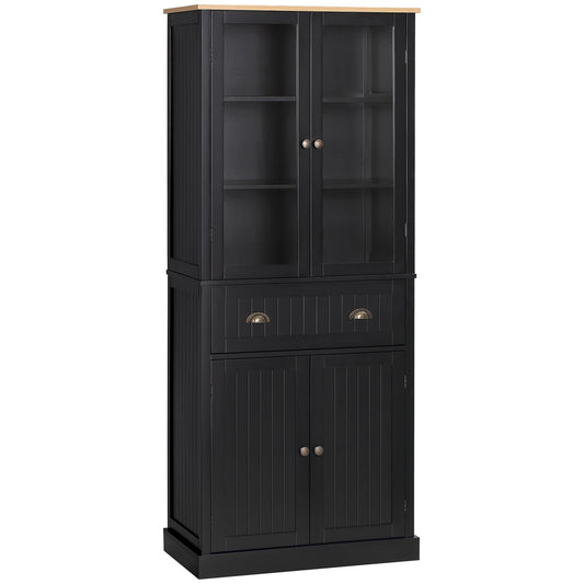 Kitchen Pantry Storage Cabinet, Freestanding Pantry Cabinets, 5-tier Kitchen Cabinet with Adjustable Shelves and Drawer, Black - Gallery Canada