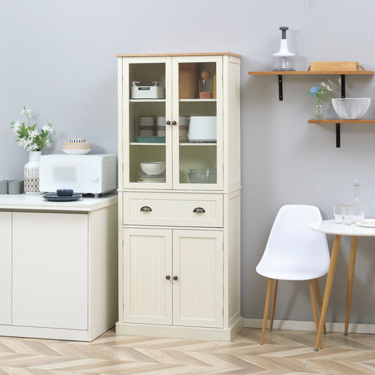 Kitchen Pantry Storage Cabinet, Freestanding Pantry Cabinets, 5-tier Kitchen Cabinet with Adjustable Shelves and Drawer, Cream White - Gallery Canada