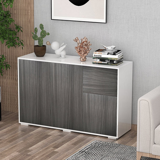 Kitchen Sideboard Storage Cabinet, Modern Coffee Bar with Push-Open Design and 2 Drawers for Living Room, Light Grey - Gallery Canada