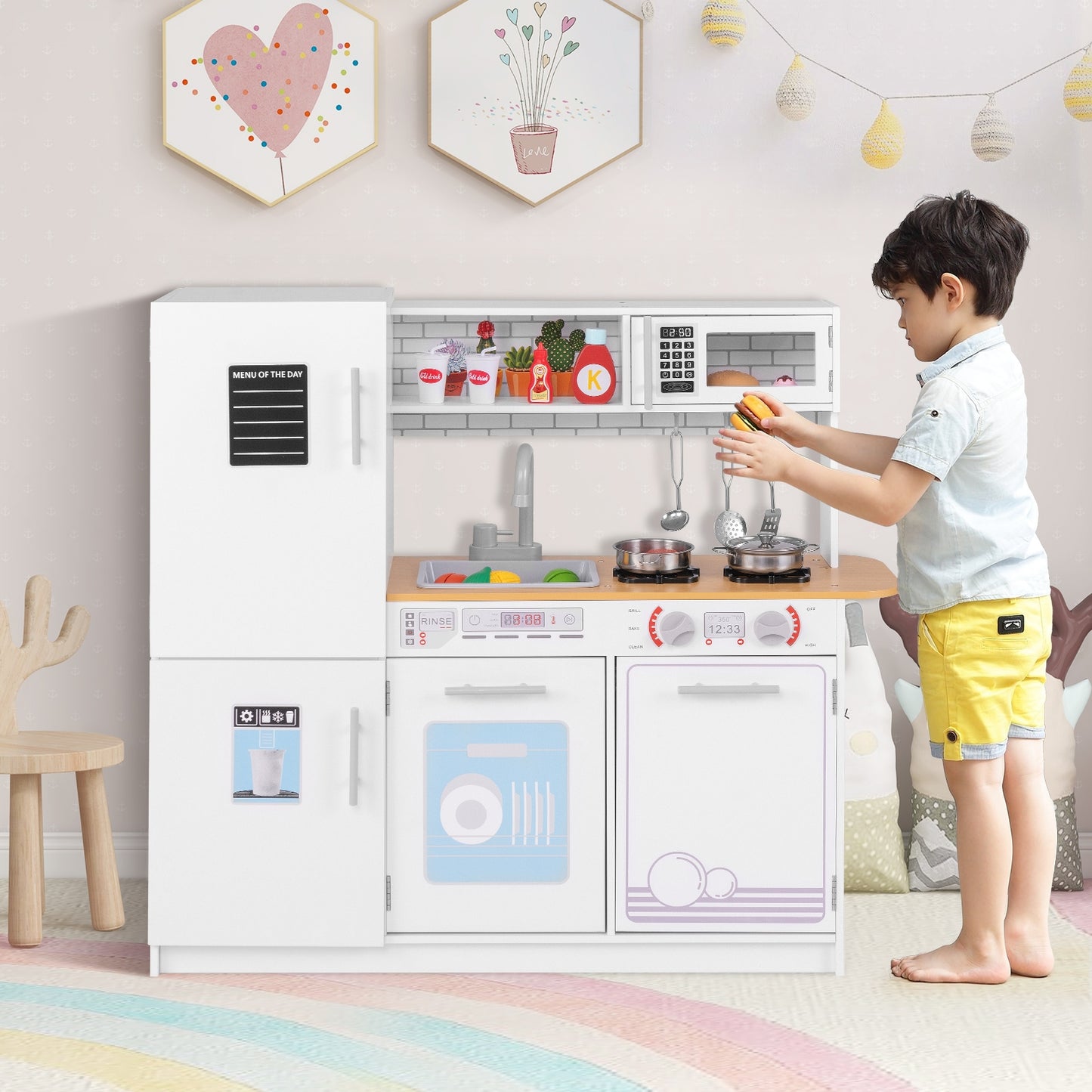 Toddler Pretend Play Kitchen Toy with Stove for 3+ Boys and Girls, White Play Kitchen Sets at Gallery Canada