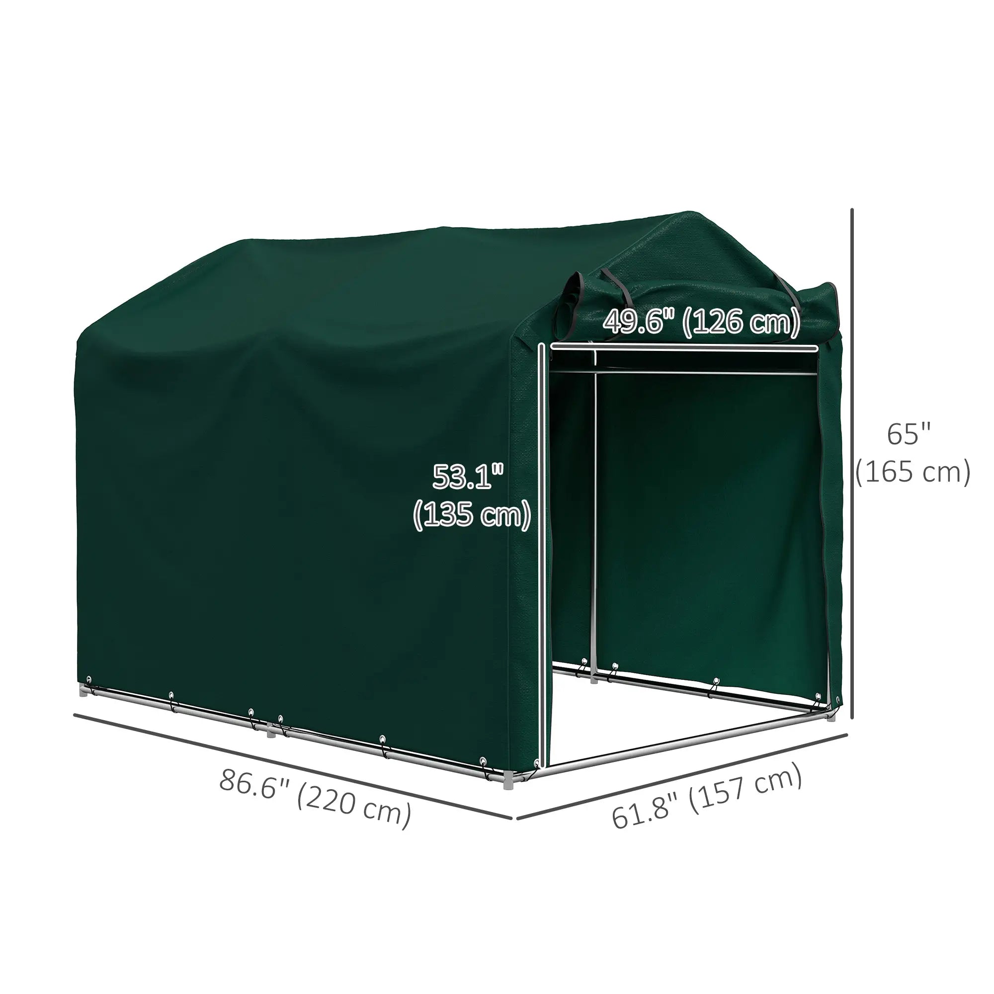 Outdoor Storage Shed, UV Resistant Bike Tent, Roll-up Door, Dark Green Sheds at Gallery Canada
