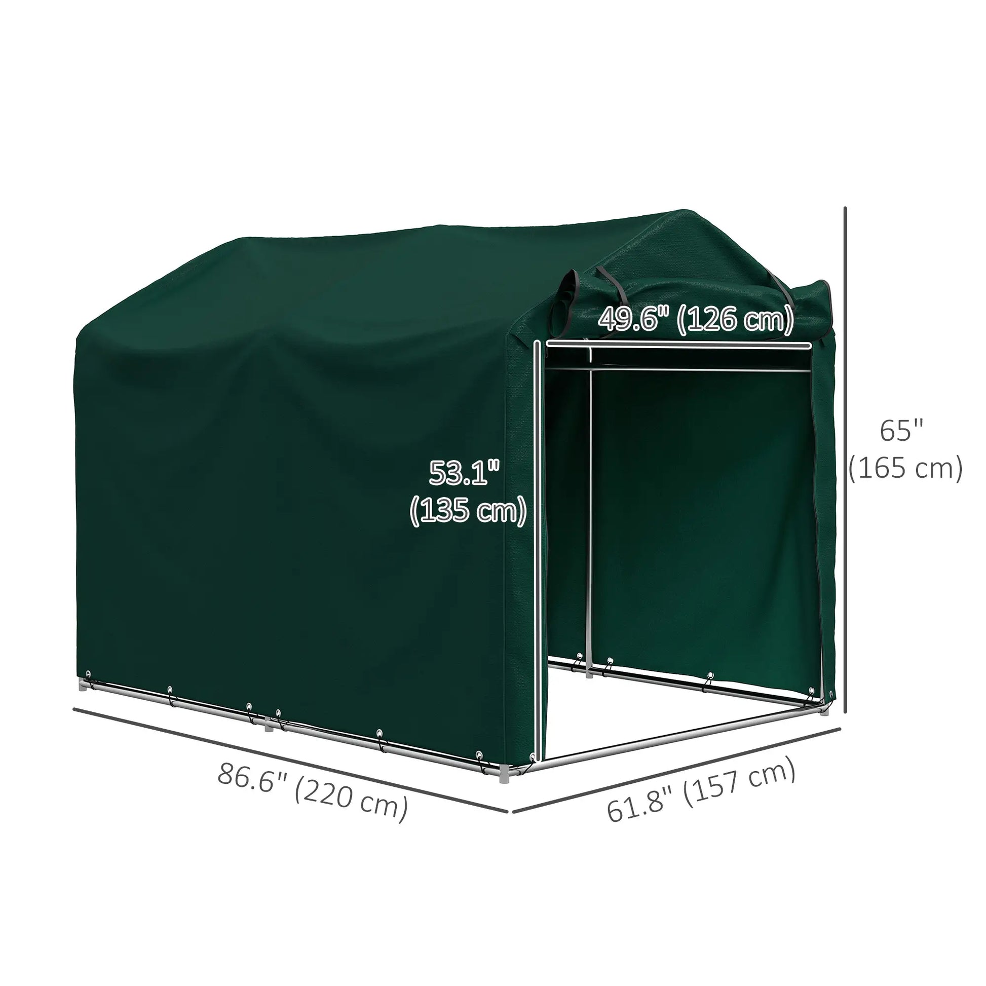 Outdoor Storage Shed, UV Resistant Bike Tent, Roll-up Door, Dark Green Sheds at Gallery Canada