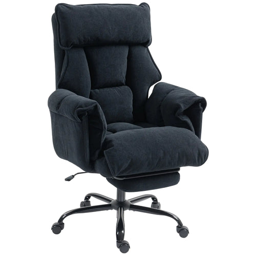 Ergonomic Desk Chair with Footrest, Adjustable Backrest, Lumbar Support, Black