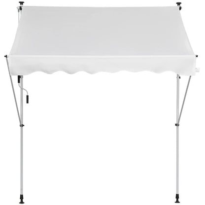 6.6'x5' Manual Retractable Patio Awning, Sun Shade, Water Resistant, White Door Awnings at Gallery Canada