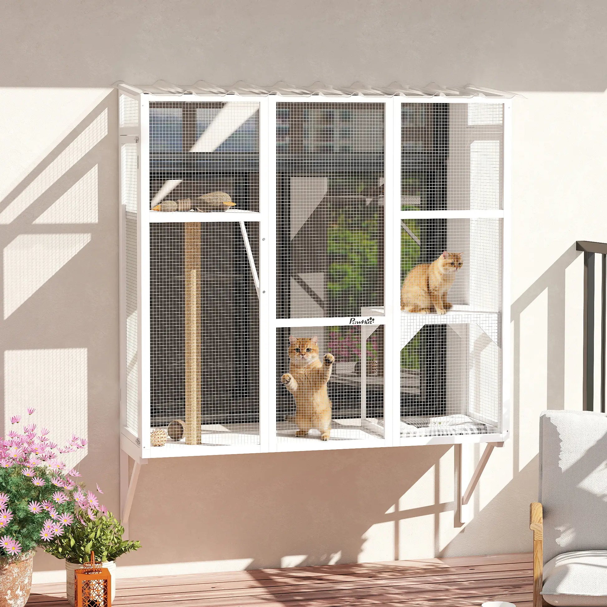 Wooden Catio Outdoor, Cat Window Box Enclosure, White Outdoor Cat Enclosures at Gallery Canada