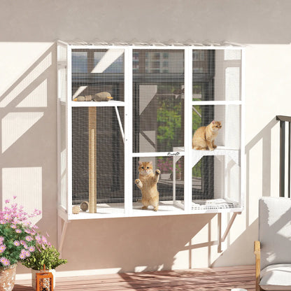 Wooden Catio Outdoor, Cat Window Box Enclosure, White Outdoor Cat Enclosures at Gallery Canada