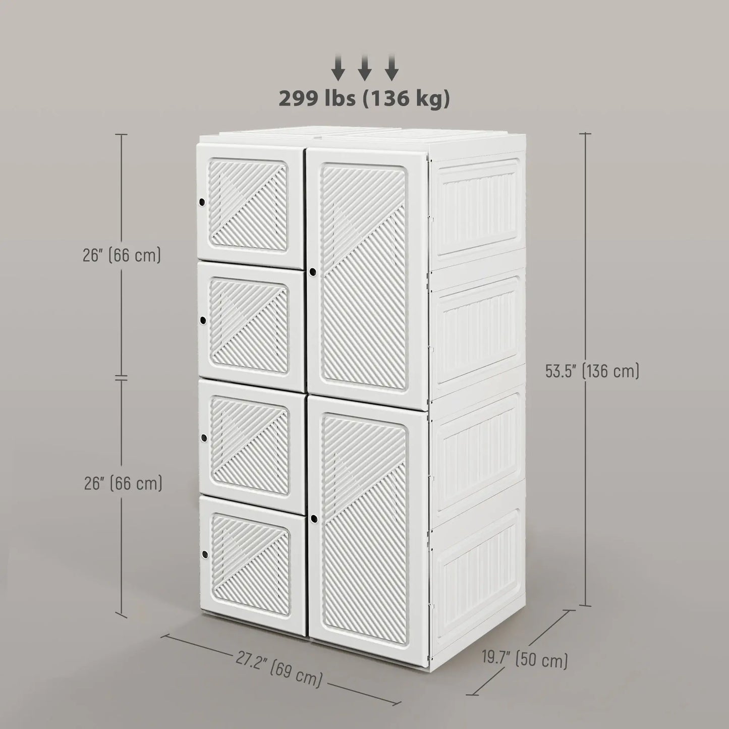 Portable Wardrobe, Foldable Clothes Organizer, 5 Compartments, Hanging Rod, White Clothing Storage at Gallery Canada