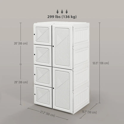 Portable Wardrobe, Foldable Clothes Organizer, 5 Compartments, Hanging Rod, White Clothing Storage at Gallery Canada