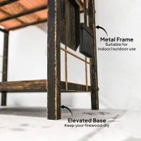 Support à bois de chauffage à 2 niveaux avec 4 outils, capacité de 220 livres, brun café