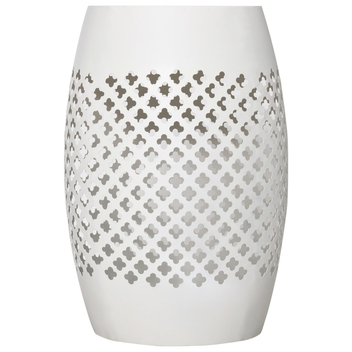 12.5" Steel Round Patio End Table, Hollow Drum Side Table, White Patio Side Tables White at Gallery Canada