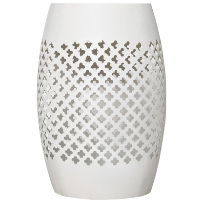 12.5" Steel Round Patio End Table, Hollow Drum Side Table, White Patio Side Tables White at Gallery Canada