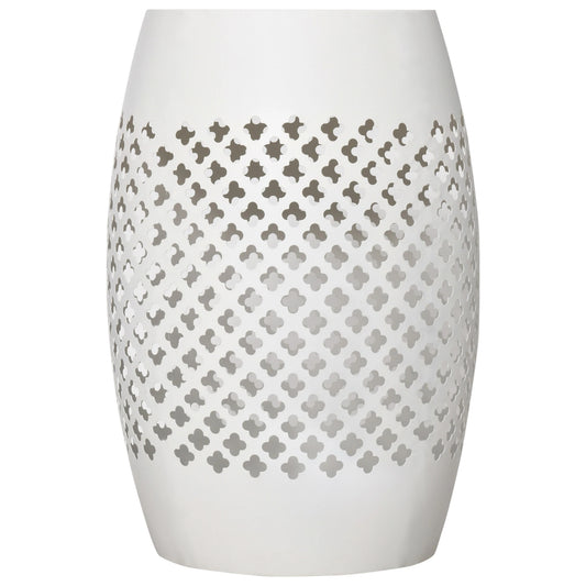 12.5" Steel Round Patio End Table, Hollow Drum Side Table, White Patio Side Tables White at Gallery Canada