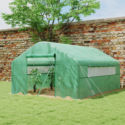 Walk-in Tunnel Greenhouse, Galvanized Steel Frame, 13' x 10' x 6.5', Green