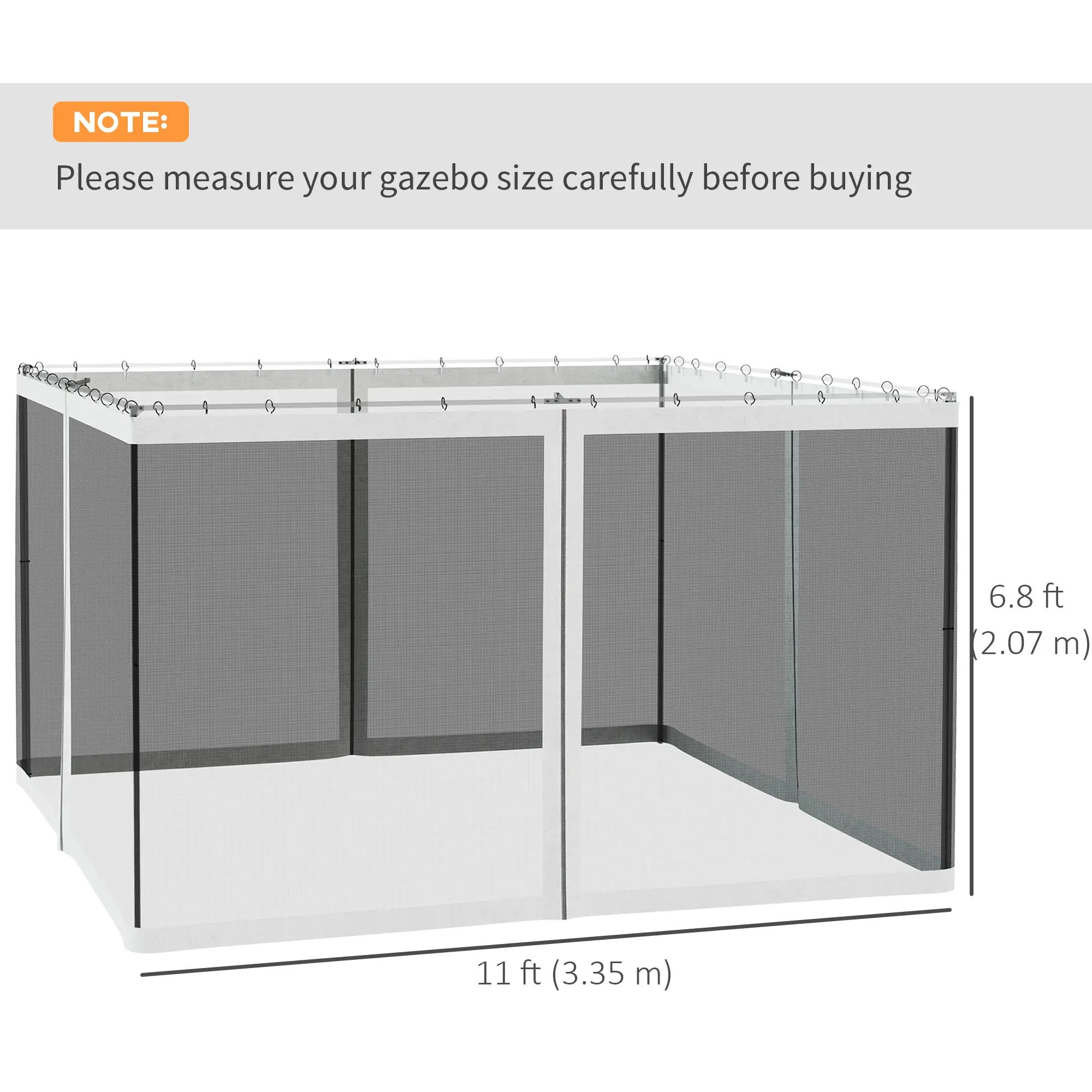 Replacement Mosquito Netting, 10' x 12', Black, White Gazebos at Gallery Canada