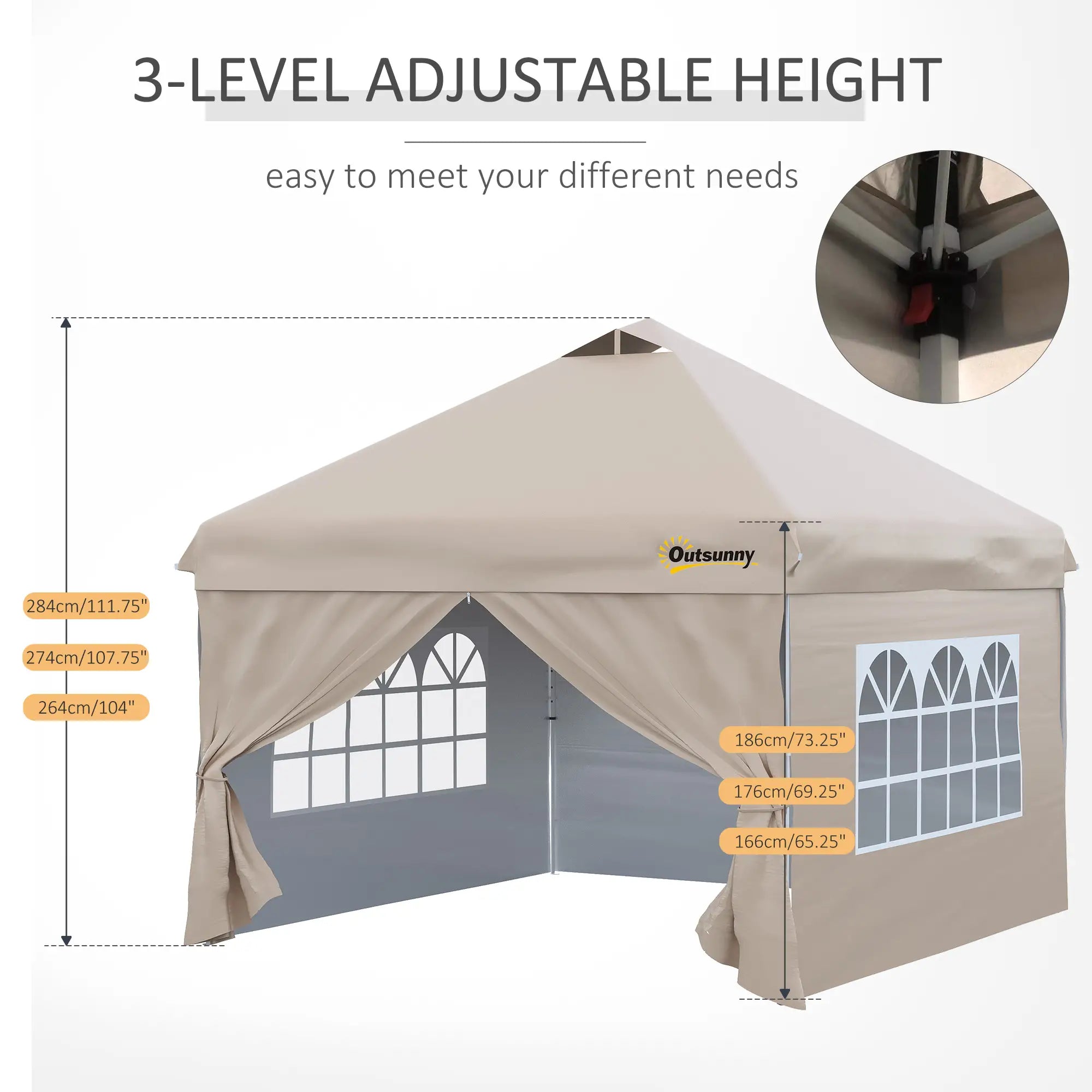 10' x 10' Pop Up Canopy Tent, Instant Sun Shelter, Wheeled Carry Bag, Beige Pop Up Canopies at Gallery Canada