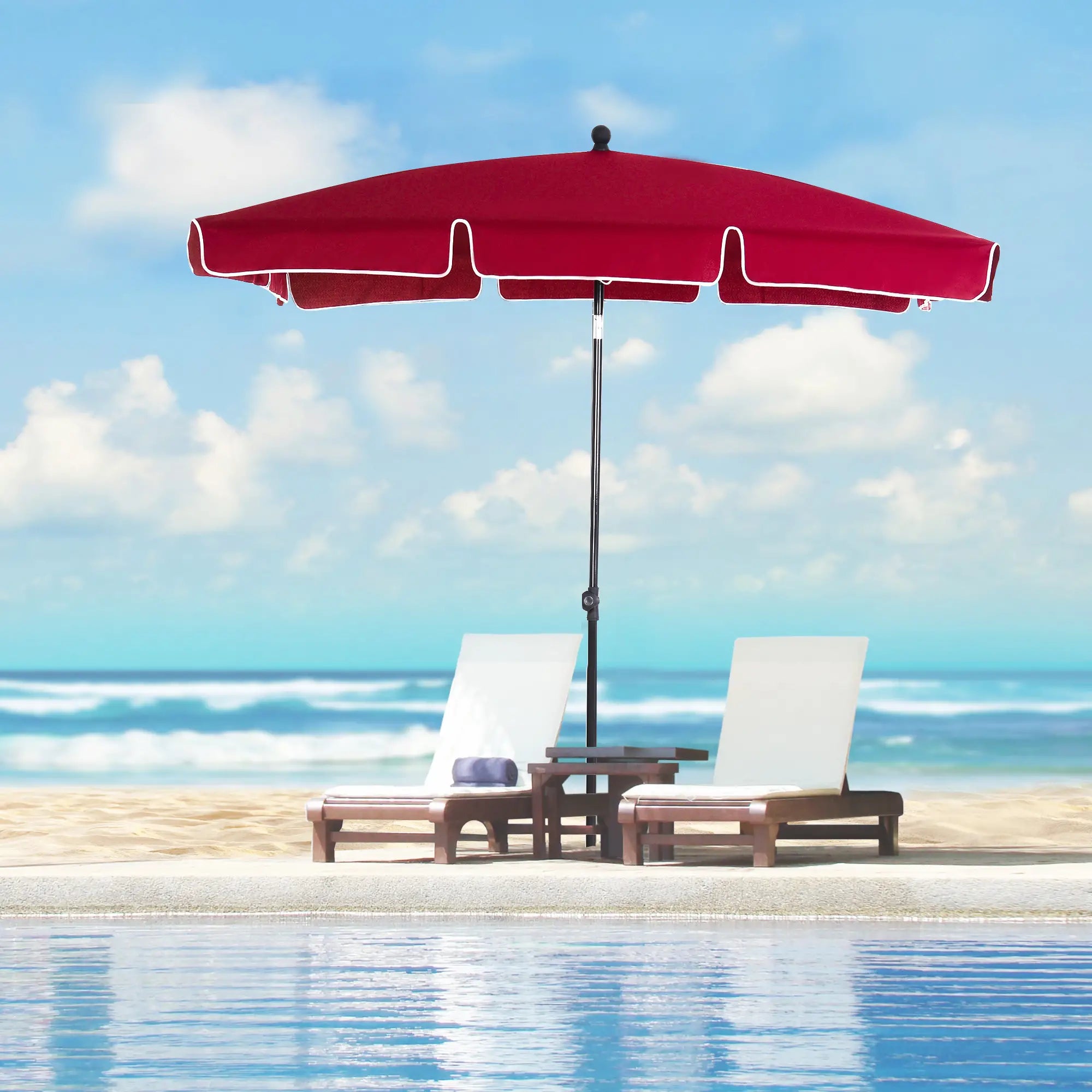 6.5x4ft Rectangle Tilt Adjustable Patio Umbrella, Red Sun Umbrellas at Gallery Canada