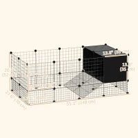 Cage pour cochon d'Inde, 31 panneaux, cabanes surélevées, tapis antidérapants, noir