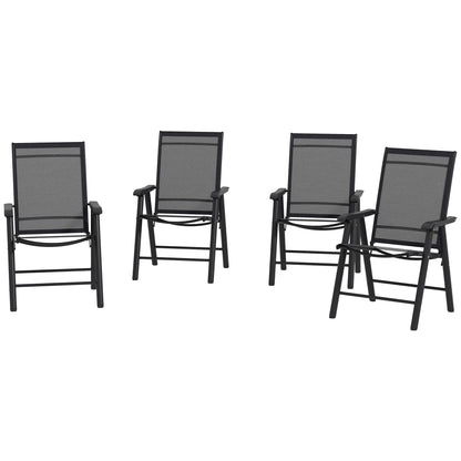 4-Piece Folding Chair Set, Outdoor Furniture with Armrests, Black Patio Chairs Black at Gallery Canada