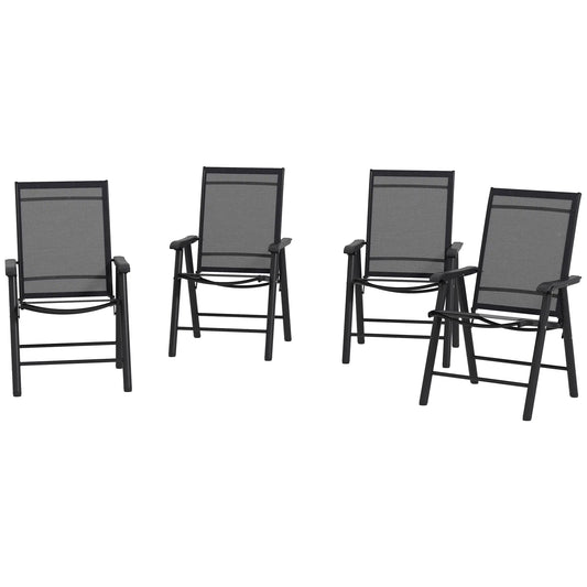 4-Piece Folding Chair Set, Outdoor Furniture with Armrests, Black Patio Chairs Black at Gallery Canada