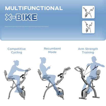 Folding Exercise Bike, 8-Level Magnetic Resistance, Adjustable Seat, Grey Exercise & Stationary Bikes at Gallery Canada