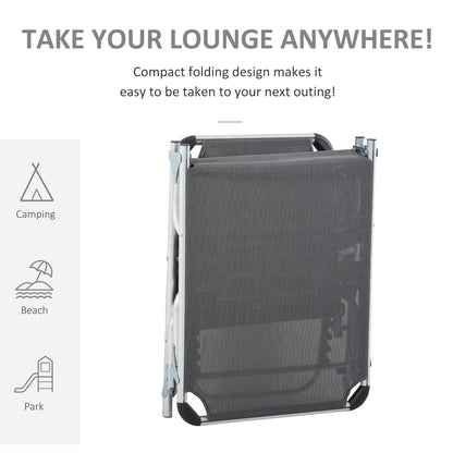 Folding Lounge Chair, Adjustable Backrest, Aluminum Frame, Grey Lounger Chairs at Gallery Canada
