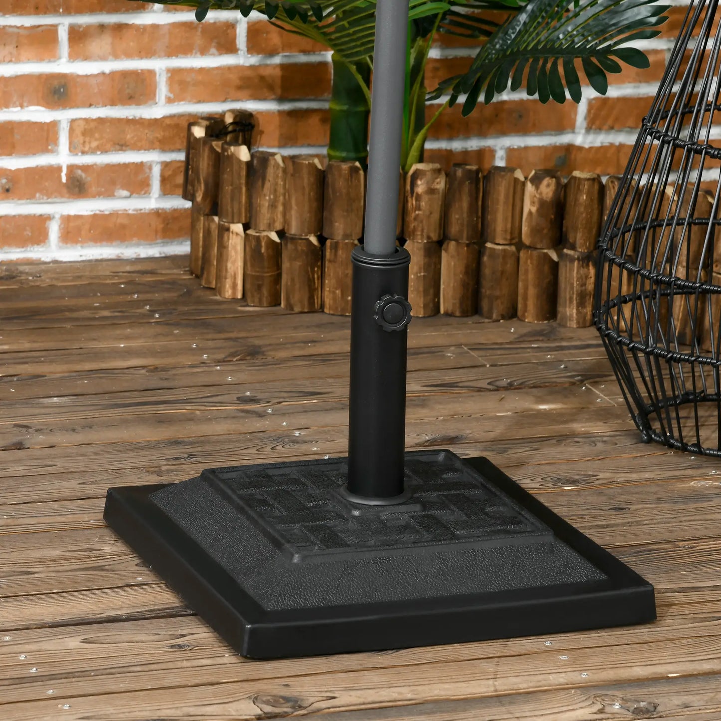 26 lb Heavy Duty Patio Umbrella Base, Square Resin Stand, Outdoor, Black Umbrella Bases at Gallery Canada