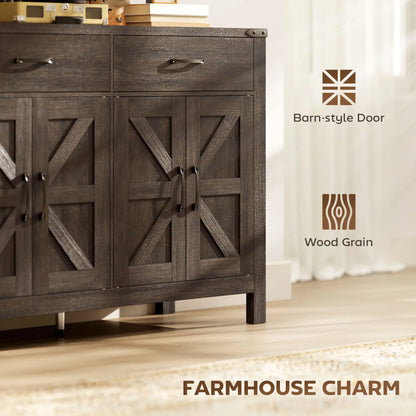 Sideboard Buffet Cabinet, Farmhouse Kitchen Storage, 2 Drawers and Shelves