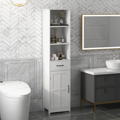 Modern Bathroom Cabinet, 3 Open Shelves, Drawer, Adjustable Shelf, White Bathroom Cabinets at Gallery Canada