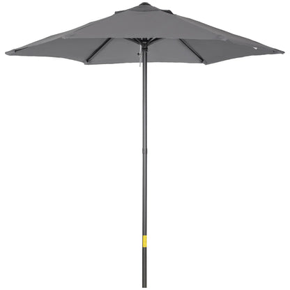 6.6FT Outdoor Patio Umbrella, 6 Solid Ribs, Dark Grey Patio Umbrellas at Gallery Canada