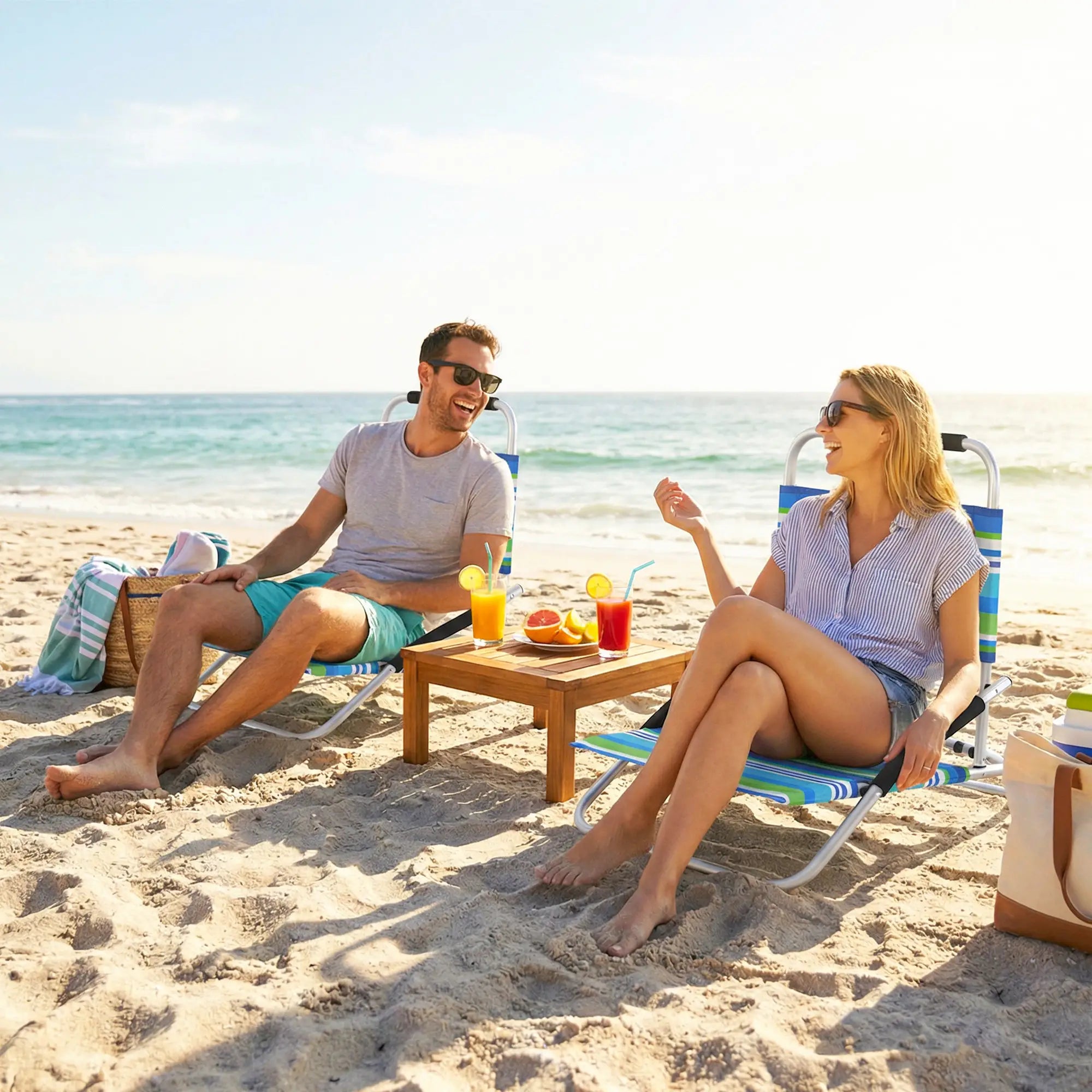 Folding Outdoor Recliner Lounge Chair Set, 2 Pack, Hidden Pocket Lounger Chairs at Gallery Canada