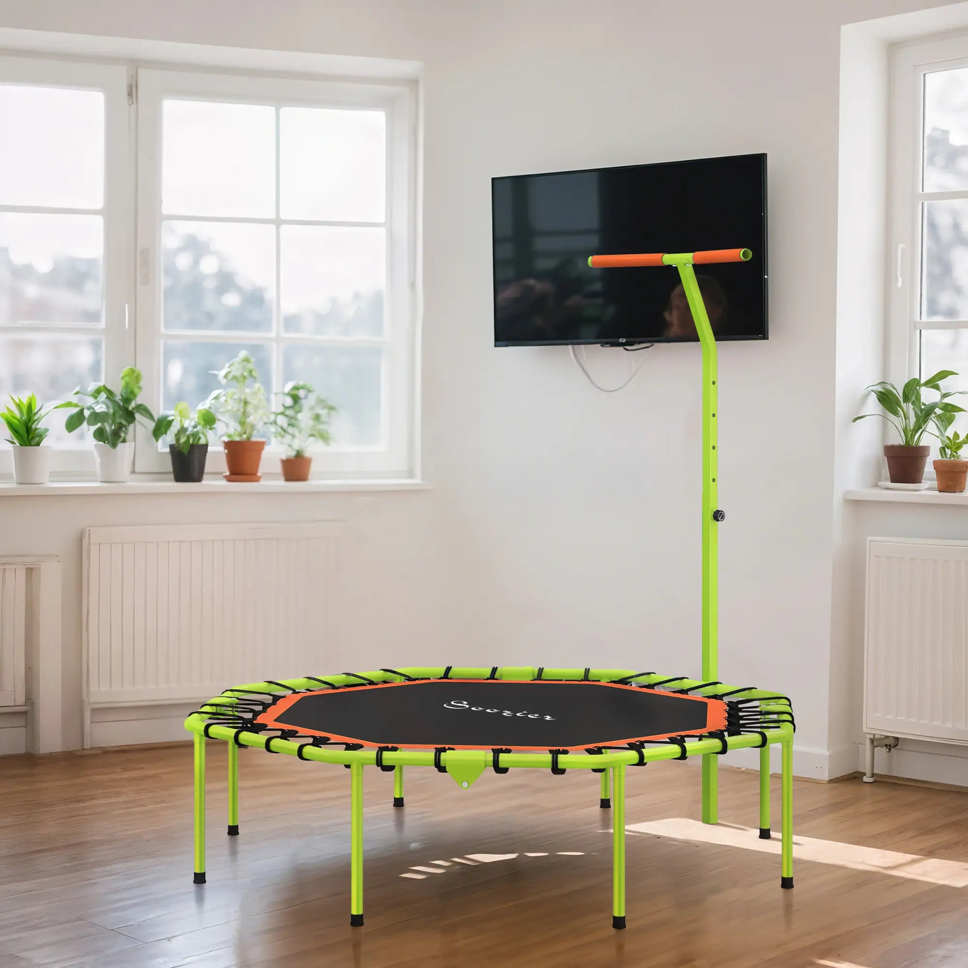50" Foldable Mini Trampoline, Fitness Rebounder, Adjustable Handle Bar Trampolines at Gallery Canada
