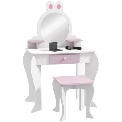 Kids Makeup Vanity Set with Stool, Mirror, Drawer, White Toy Vanity at Gallery Canada
