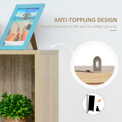 59" Bookcase, Storage Bookshelf with Cabinets, Drawer, Open Compartments, Nature Wood Bookcases With Doors at Gallery Canada