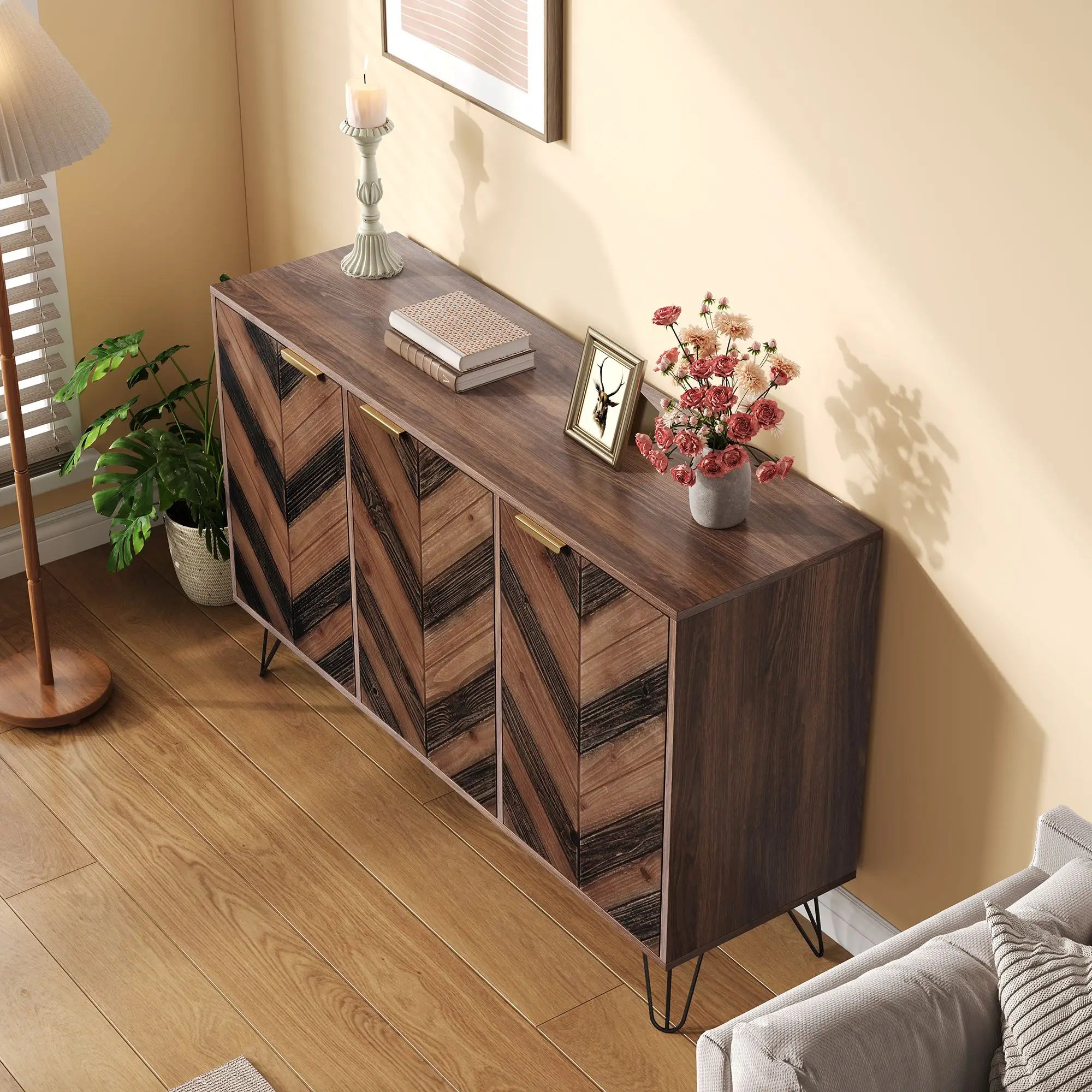 Three-Door Sideboard, Adjustable Shelves, 47