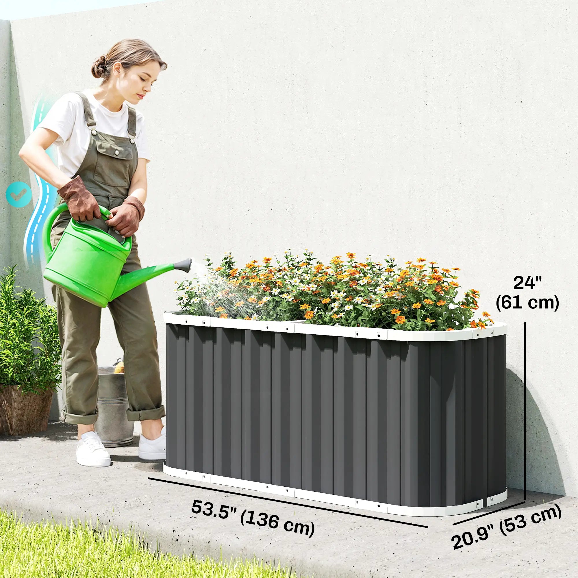 Galvanized Raised Garden Bed, Deep Rot Planter Box, 5' x 2' x 2', Dark Grey Galvanized Planter Boxes at Gallery Canada