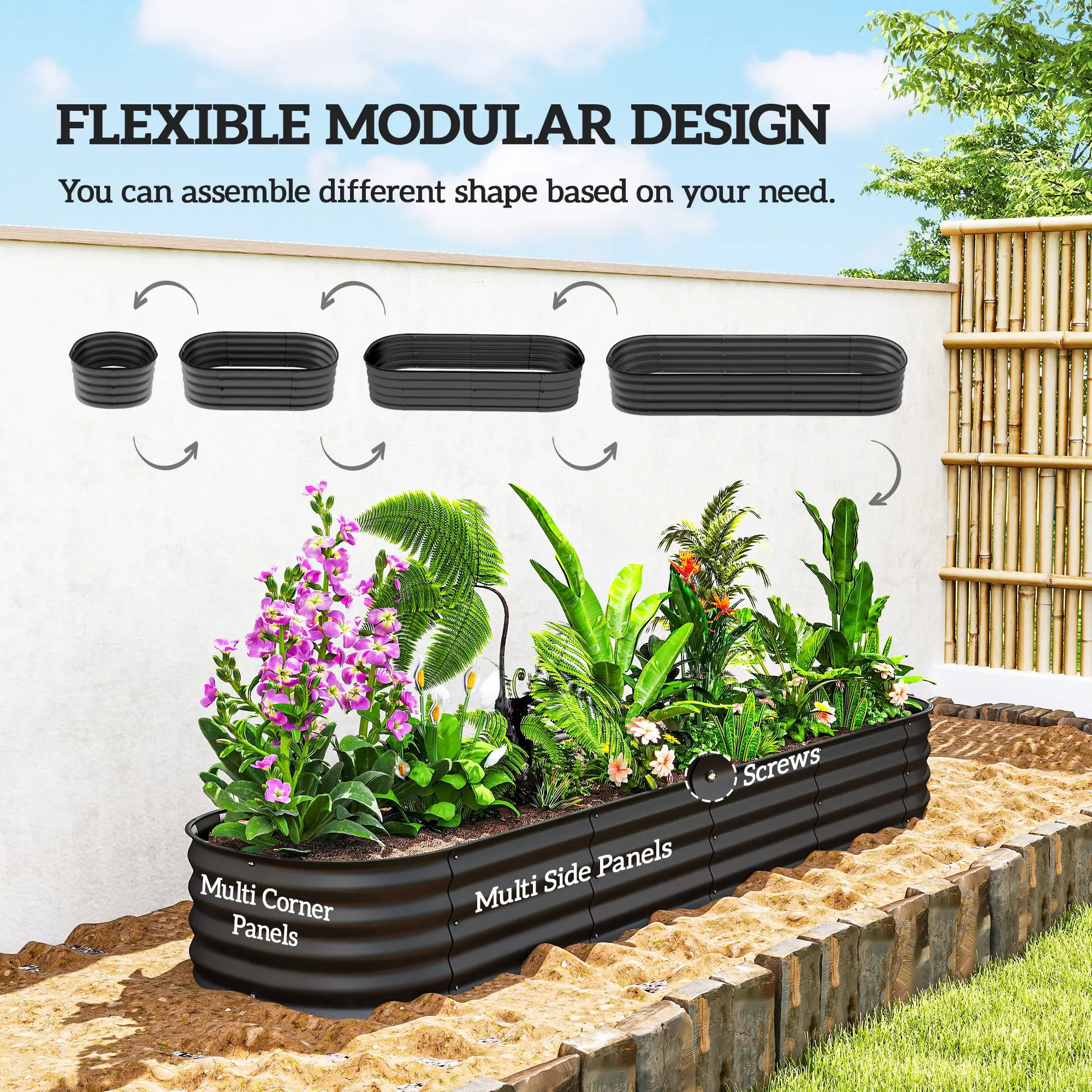 7.9 x 2 x 1ft Galvanized Raised Garden Bed, Metal Planter Box, Dark Grey Raised Garden Beds at Gallery Canada