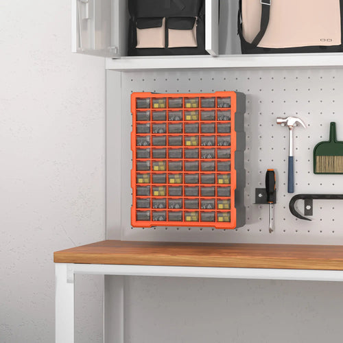 60 Drawers Plastic Screw Organizer, Garage Storage Cabinet, Orange
