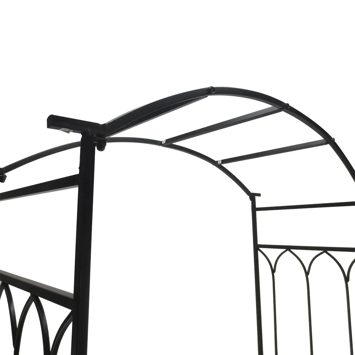 80" Tall Fairy Garden Arbor Arch, Metal Outdoor Bench Trellis, Black