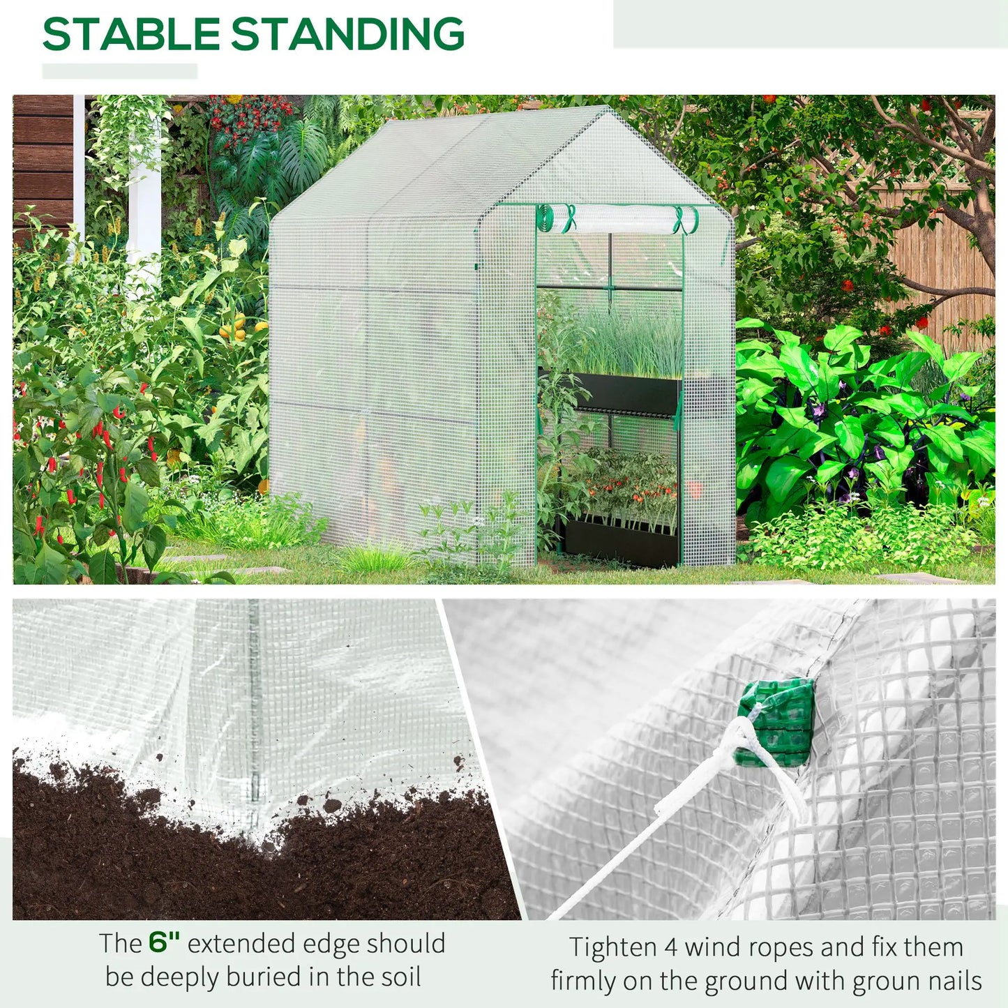 73" x 47" x 75" Walk-in Greenhouse, Portable Plant Growth House, White Walk In Greenhouses at Gallery Canada